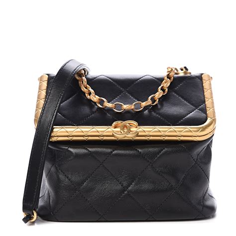 chanel kiss lock bag|CHANEL Lambskin Quilted Trio Kiss Lock Clutch With Chain .